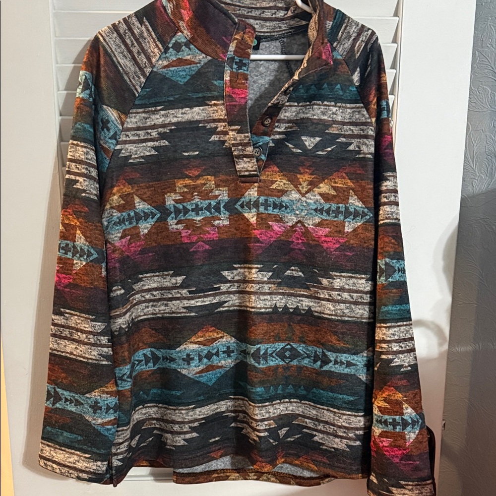 Ladies Aztec Multicolor Patterned pull over